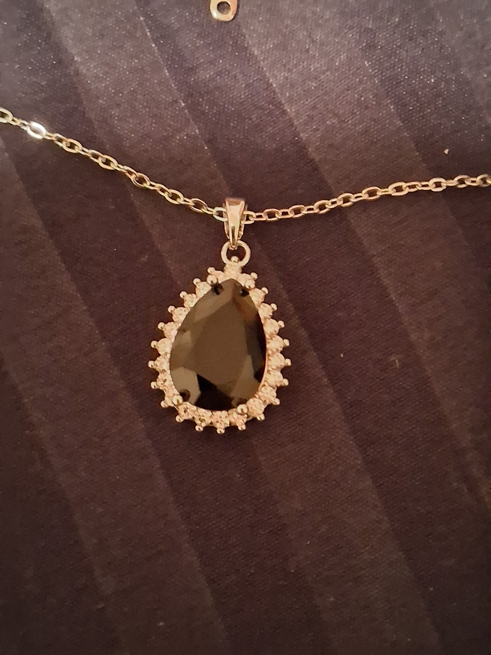 Seven7 Gold-Tone Necklace with Black Teardrop Pendant